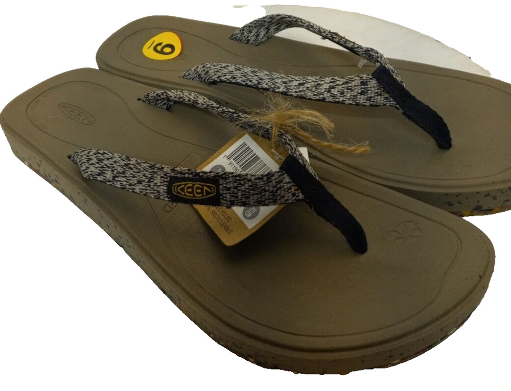 KEEN Harvest Flip Flops Womens Sz 9 Woven Thong Outdoor Sandals Recycled Beige